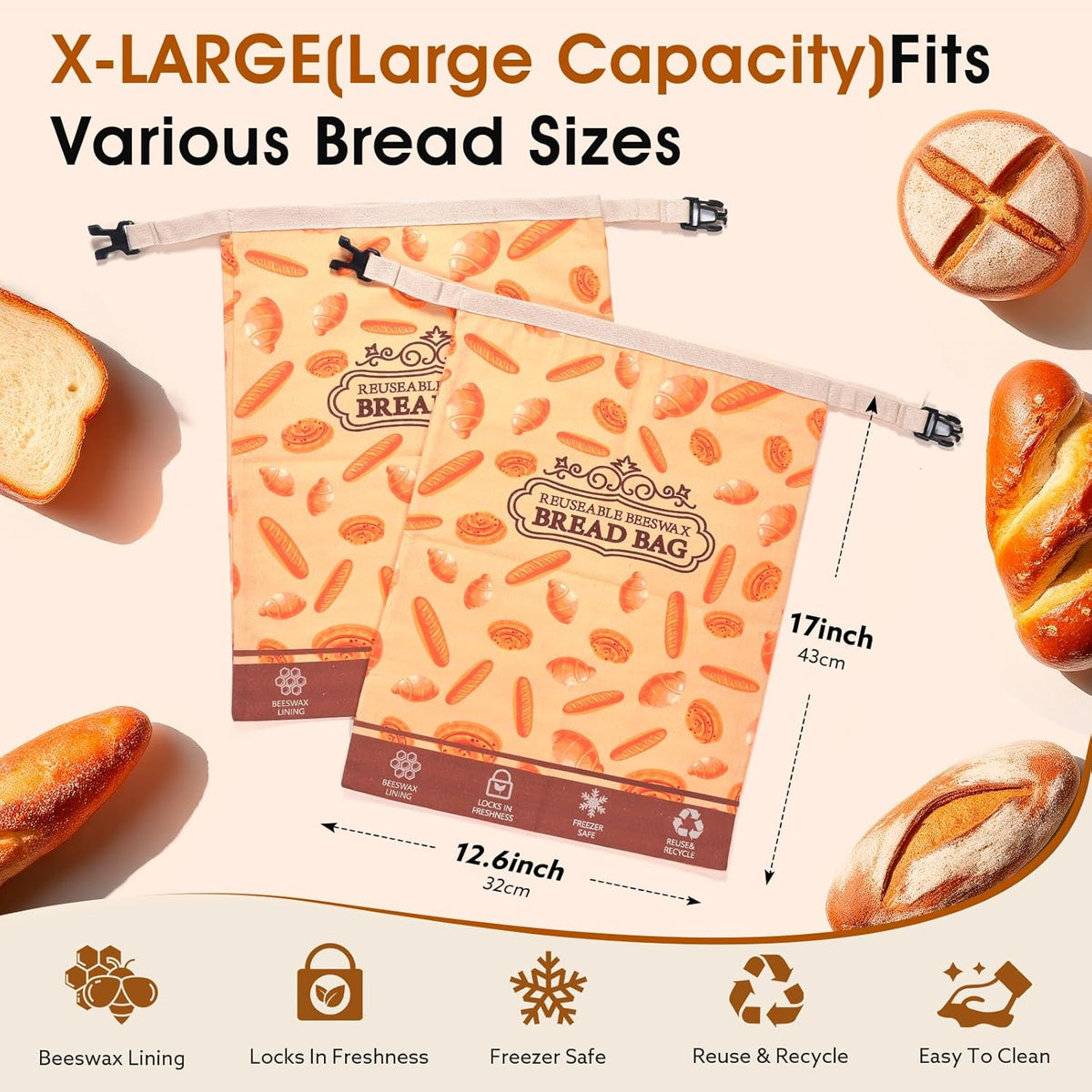 Reusable Cotton-Beeswax Bread Bag