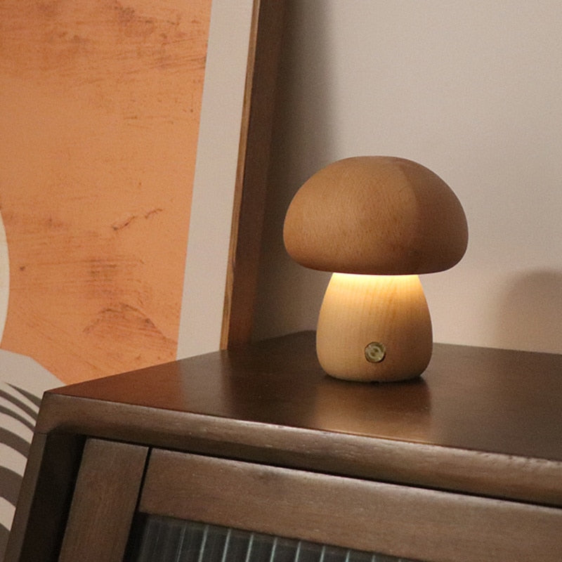 Mushroom LED Table Lamp | Wooden LED Table Lamp | Lumirevo