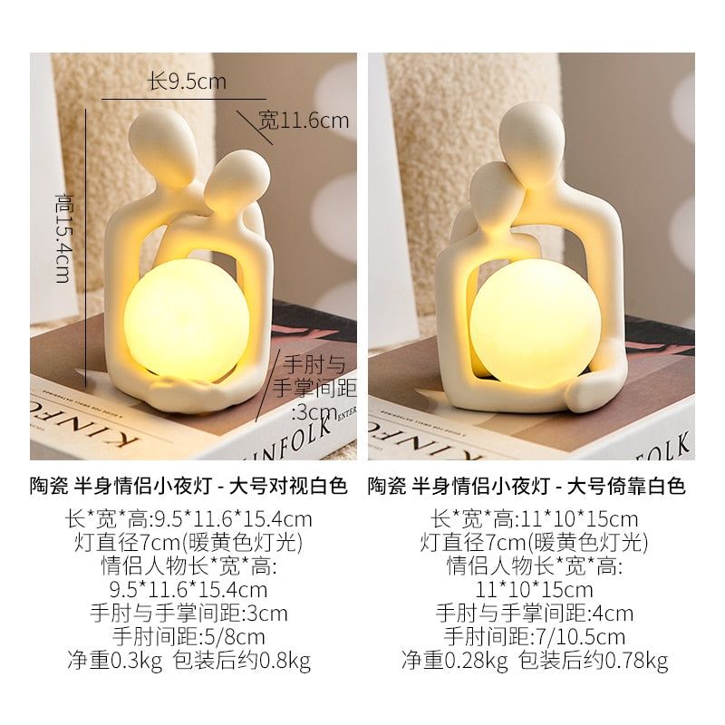 Couple Statues Lamp | Hugging Resin Lamp | Lumirevo