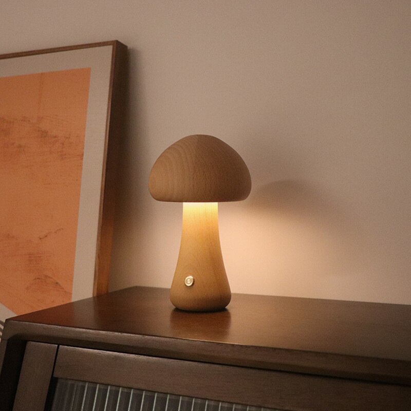 Mushroom LED Table Lamp | Wooden LED Table Lamp | Lumirevo