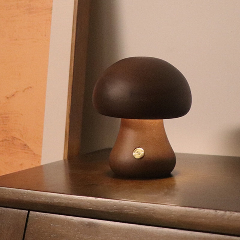 Mushroom LED Table Lamp | Wooden LED Table Lamp | Lumirevo