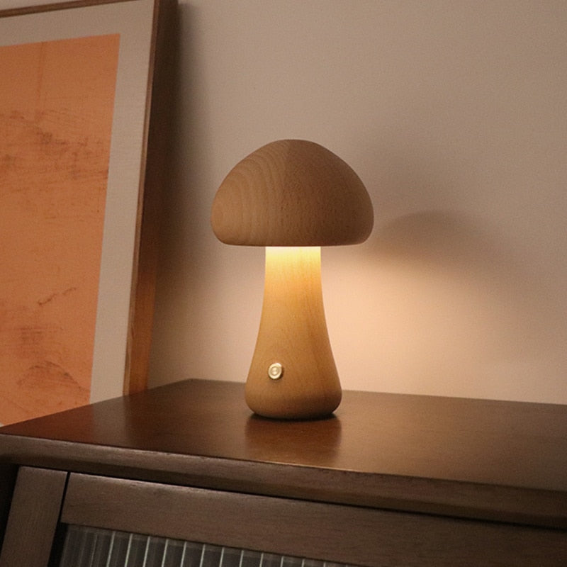 Mushroom LED Table Lamp | Wooden LED Table Lamp | Lumirevo