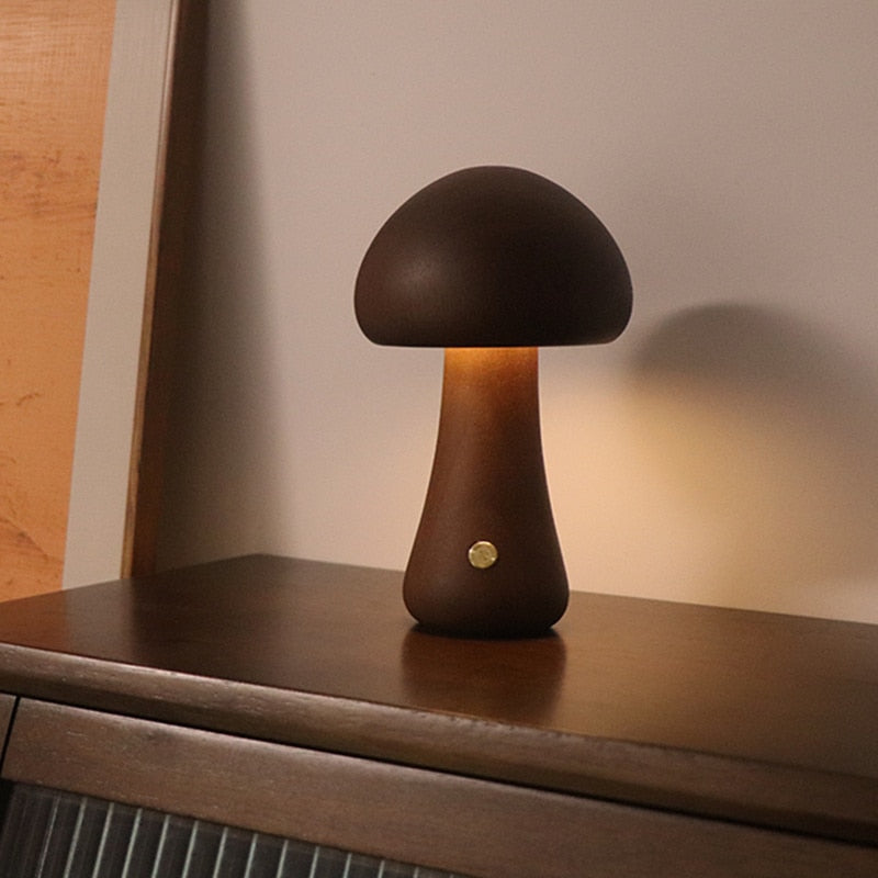 Mushroom LED Table Lamp | Wooden LED Table Lamp | Lumirevo