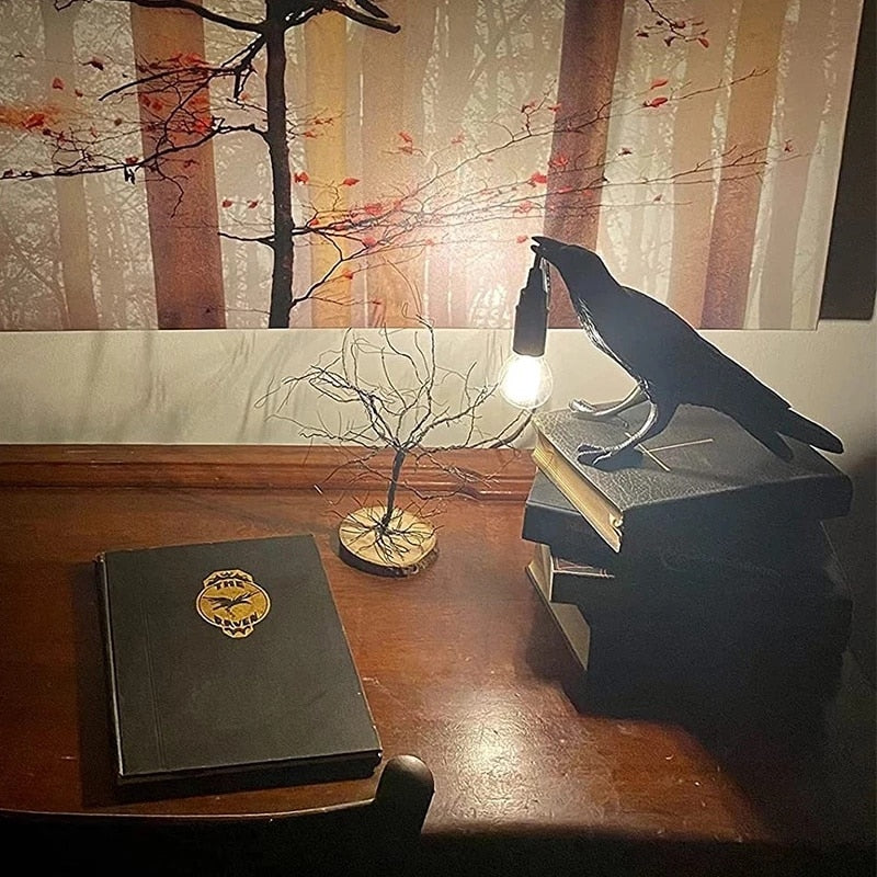 Resin Crow Table Lamp