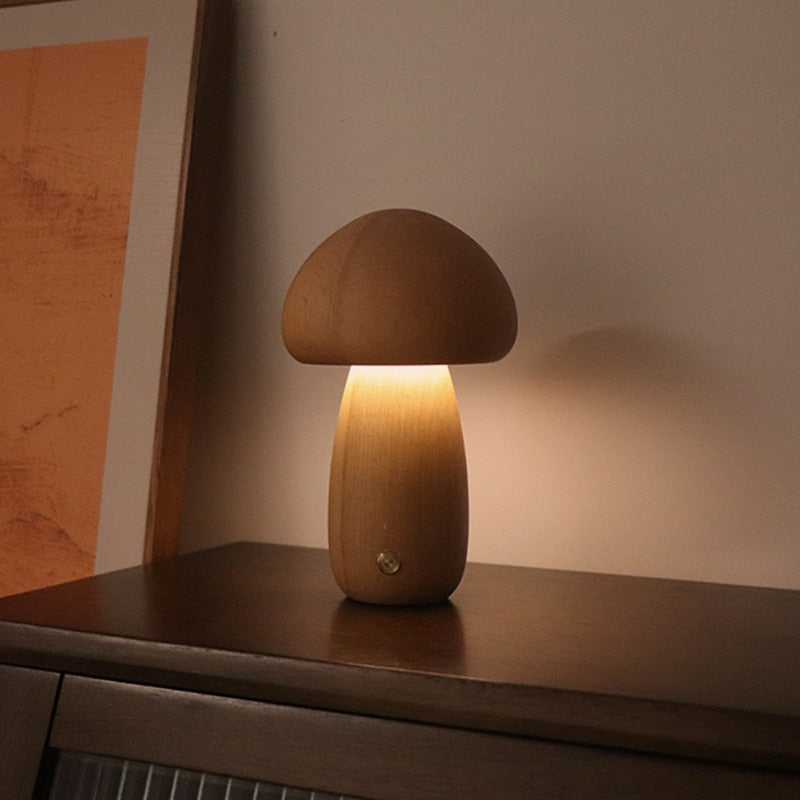 Mushroom LED Table Lamp | Wooden LED Table Lamp | Lumirevo