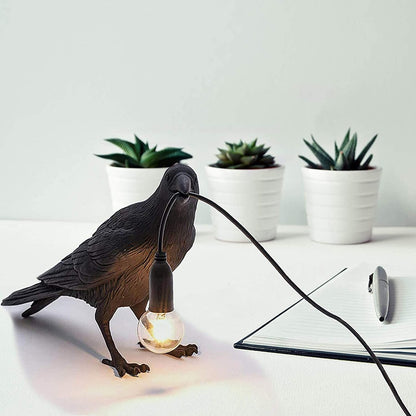 Resin Crow Table Lamp