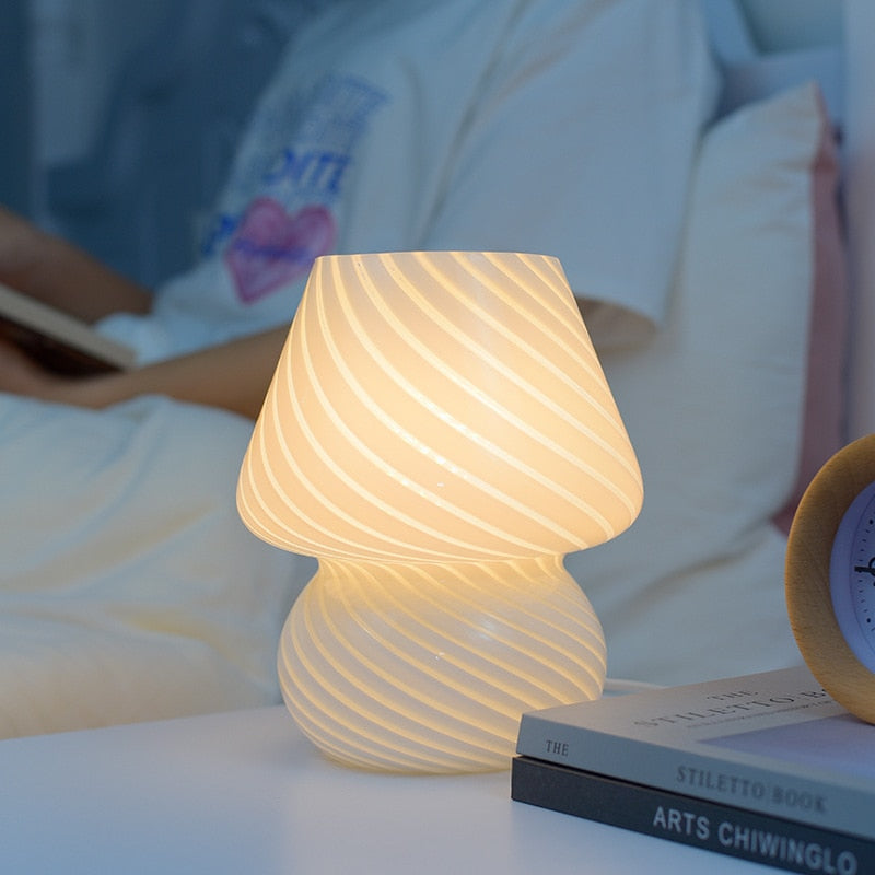 Lampe de table en verre aux champignons Anika ™