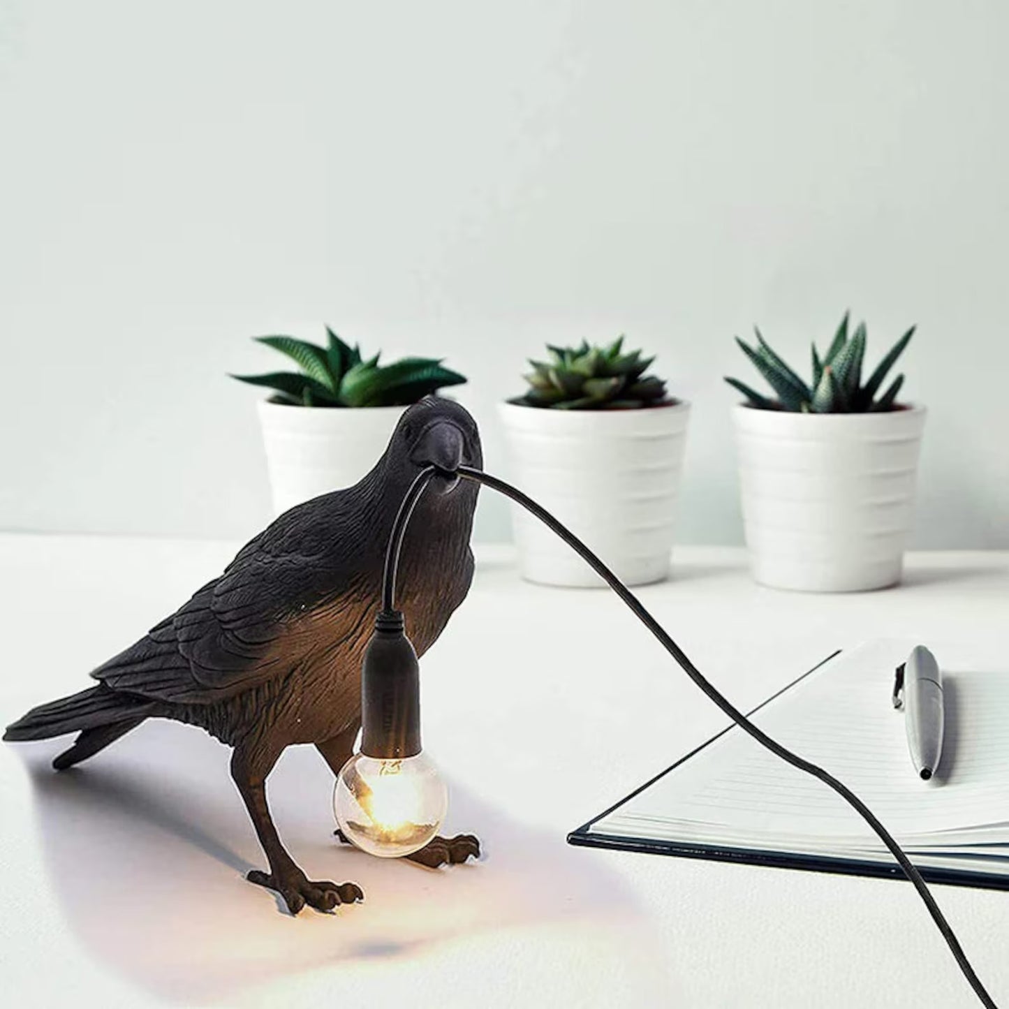 Resin Crow Table Lamp