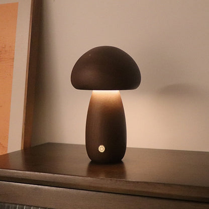 LED Wooden Mushroom Table Lamp