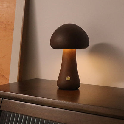 LED Wooden Mushroom Table Lamp