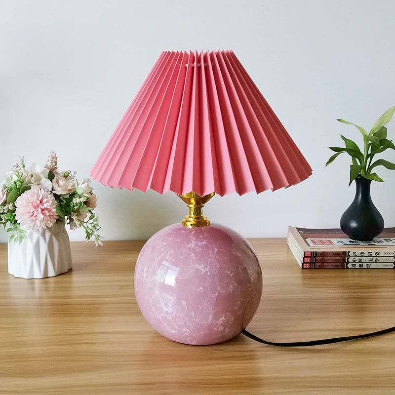 Lampe de table rose champignon