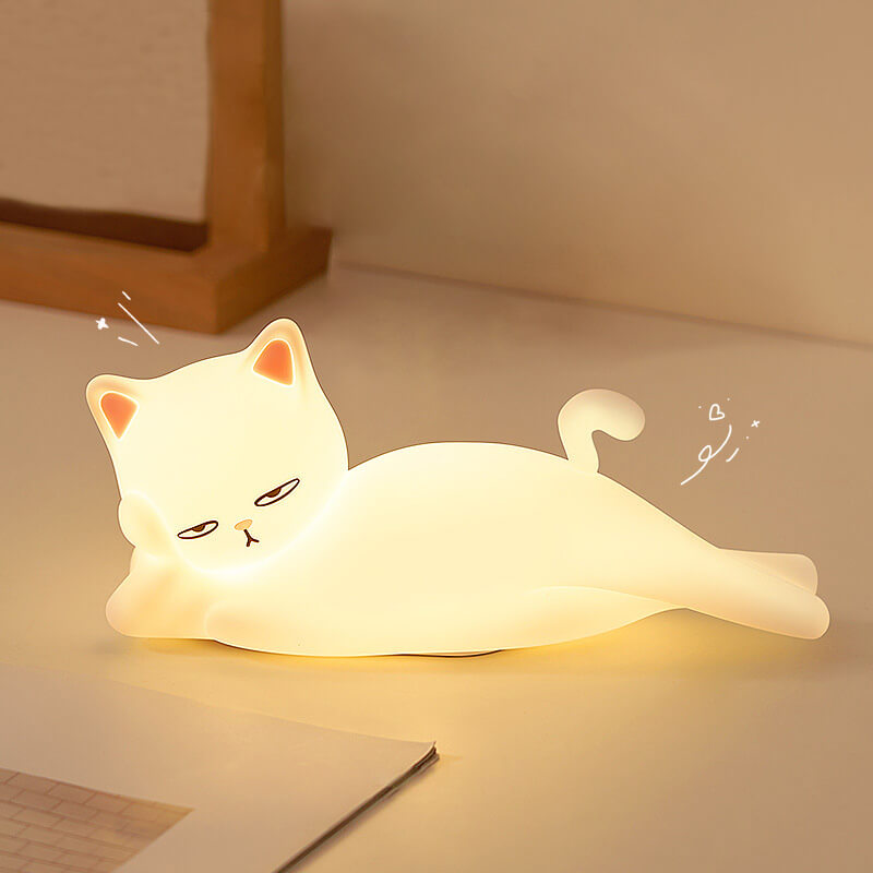 Nachtlampe mit schlafender Katze