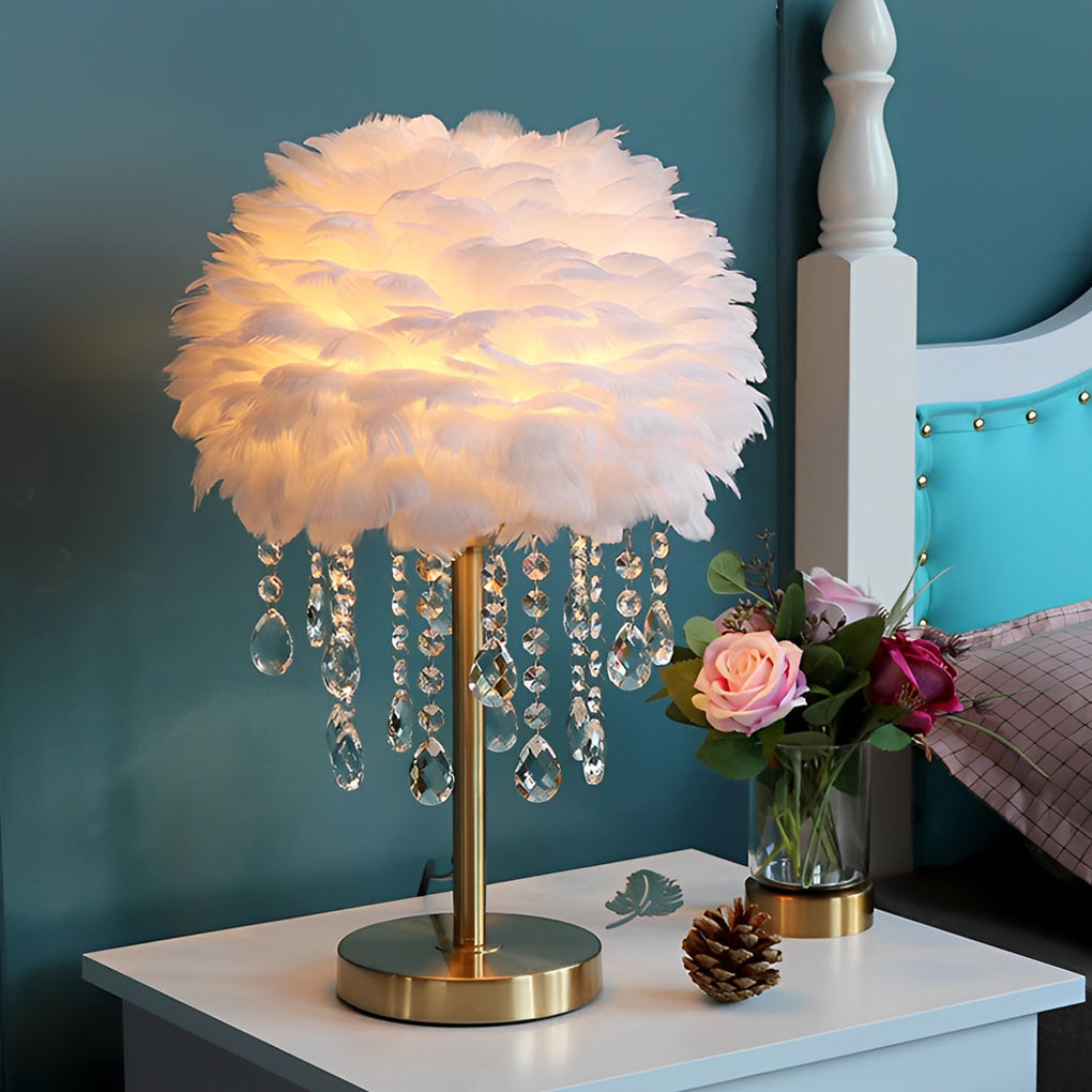 Feather Crystal Table Lamp