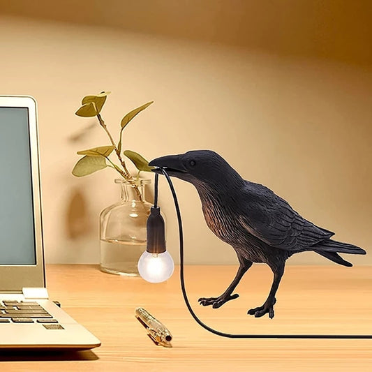 Resin Crow Table Lamp